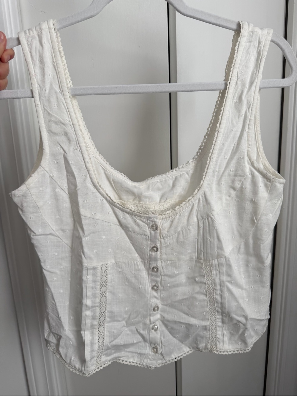 Princess Polly Ivory Eyelet Button-Front Tank